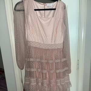 Pink tulle maxi dress